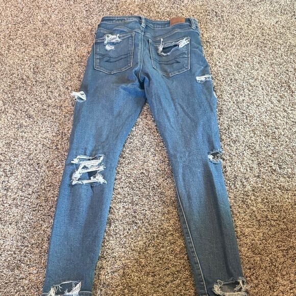 Women's Distressed Blue Jeans - Picture 2 of 4